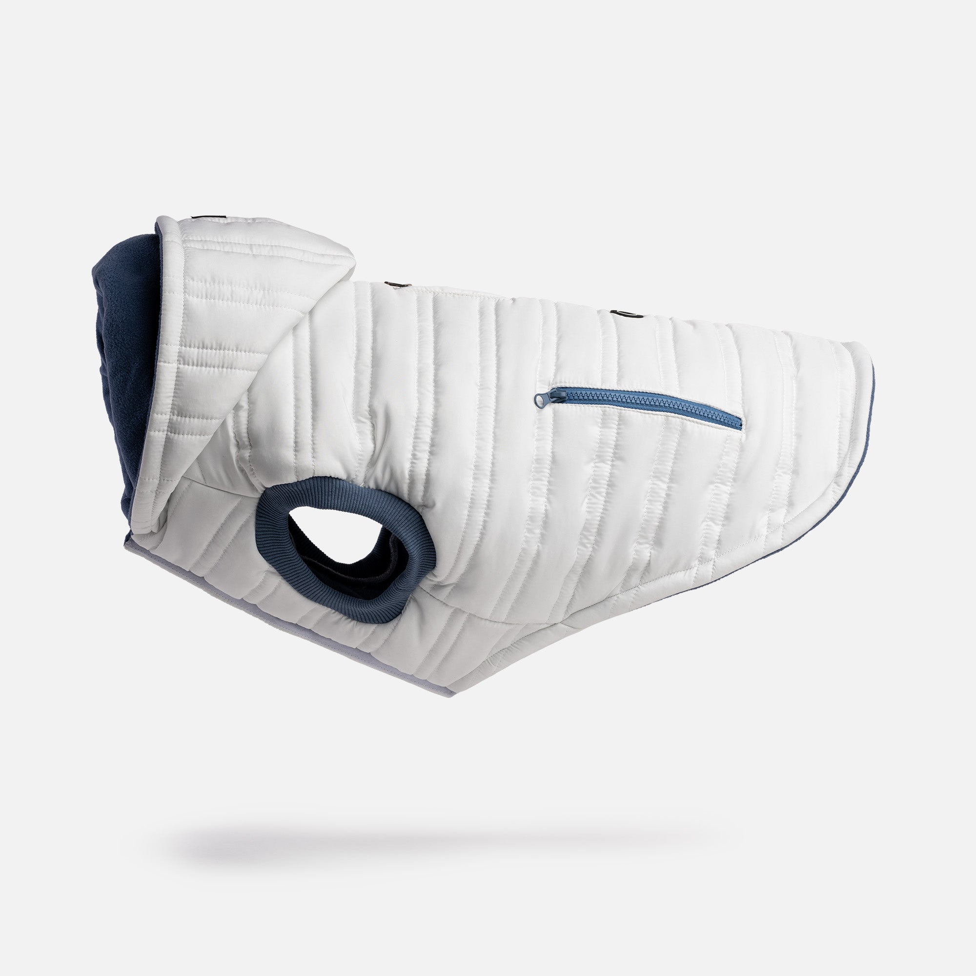 Noah Dog Jacket  Quilted Water-Resistant Winter Coat with Harness Access (White)