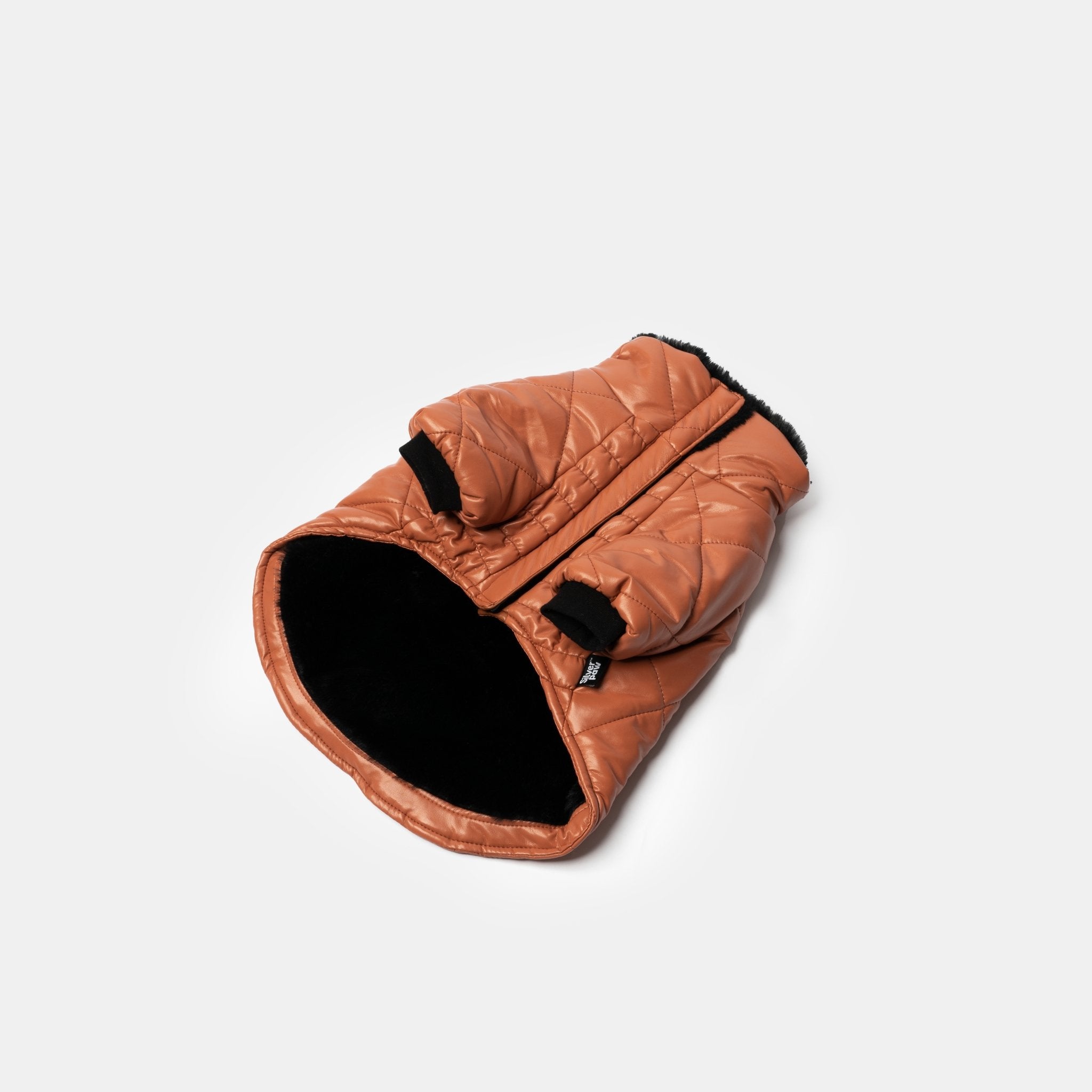 Phoenix Dog Jacket - Terracotta | Quilted Vegan Leather Coat with Faux Fur Lining