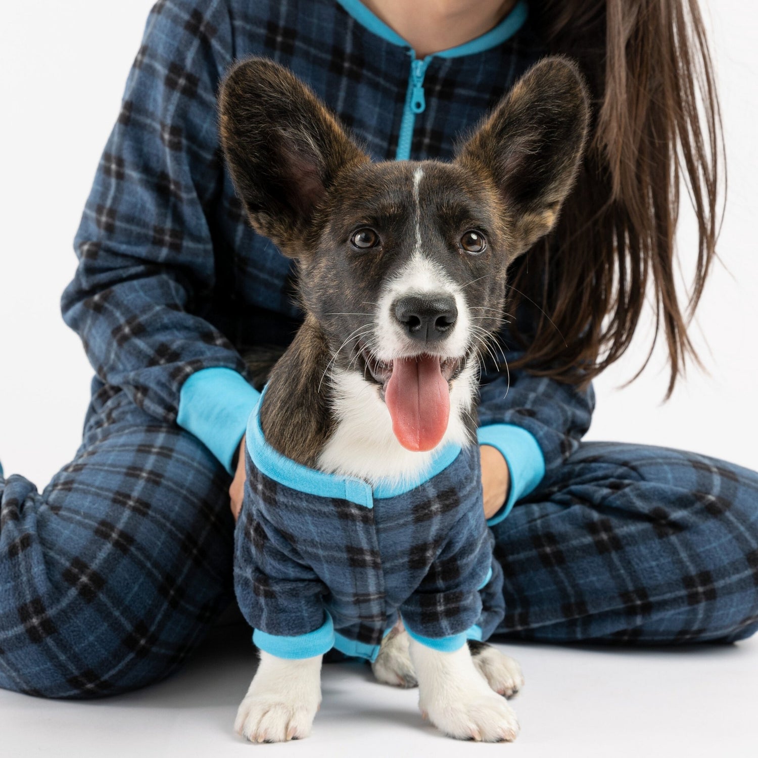 Blue Plaid Pajamas Matching Dog PJs