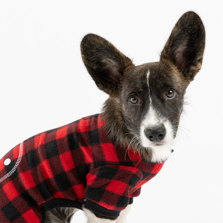 Pyjama pour chien à carreaux - Rouge