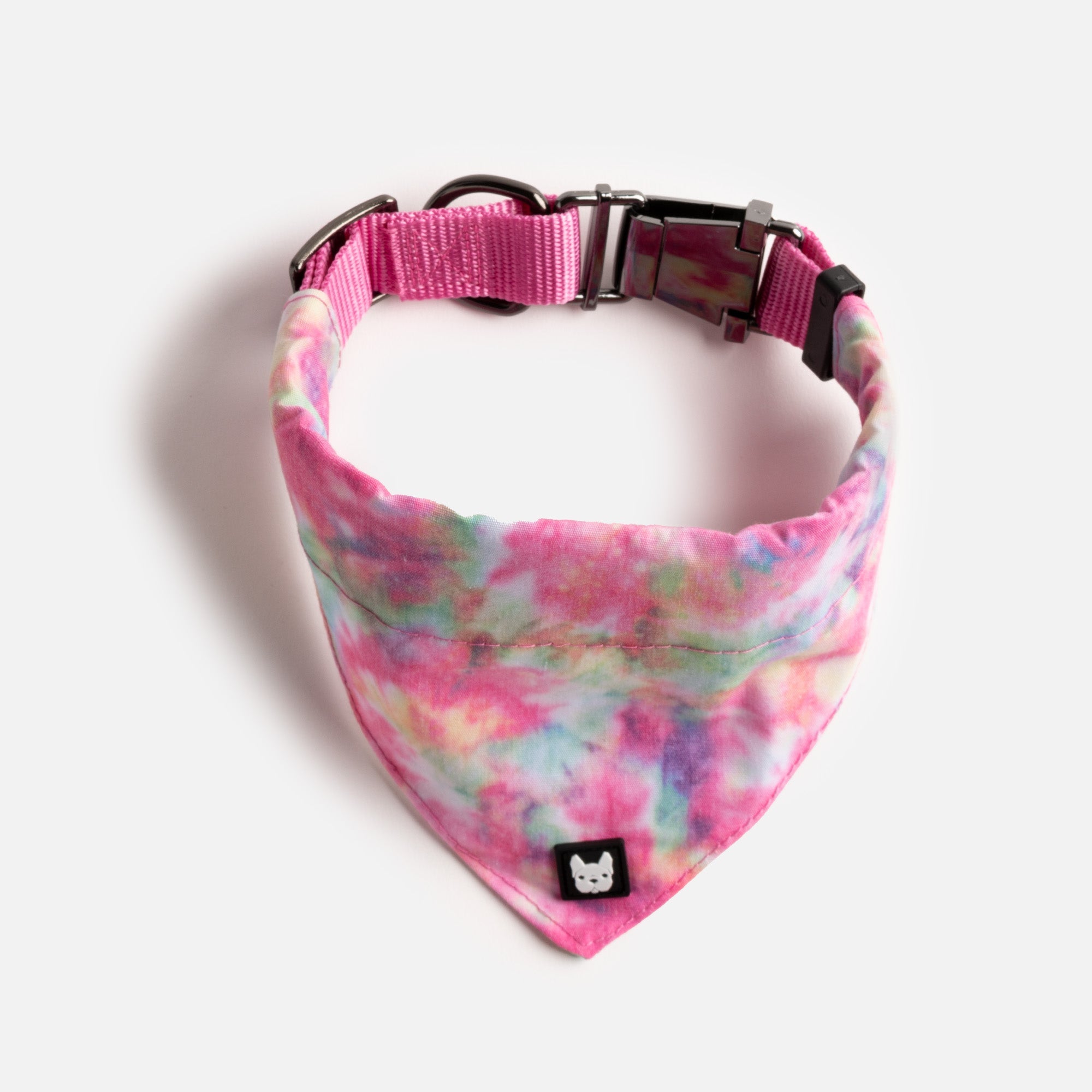 Pink Tie-Dye Poplin Dog Bandana Collar  Adjustable & Stylish Pet Accessory