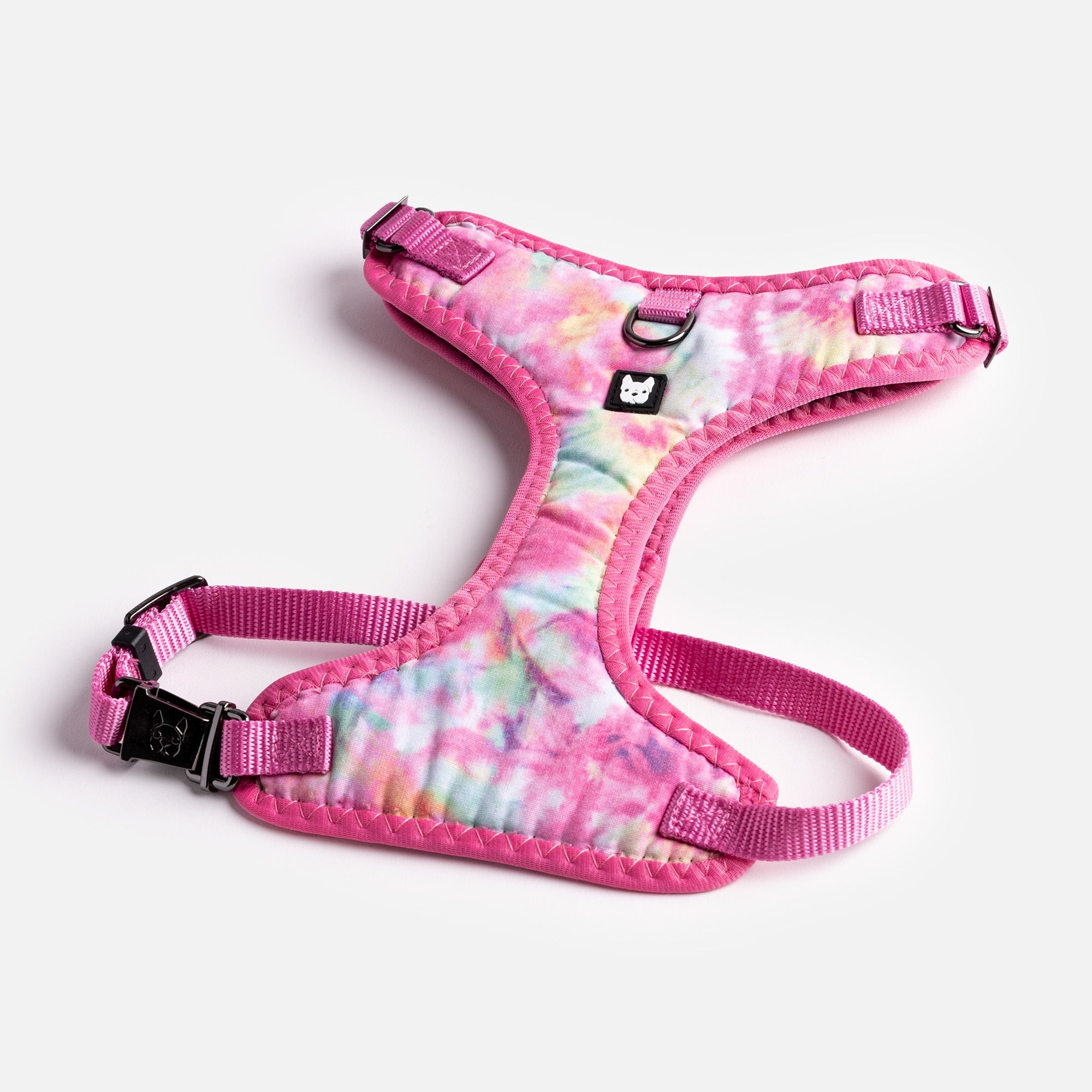 Pink Tie Dye Poplin Dog Harness  Adjustable, Secure & Stylish