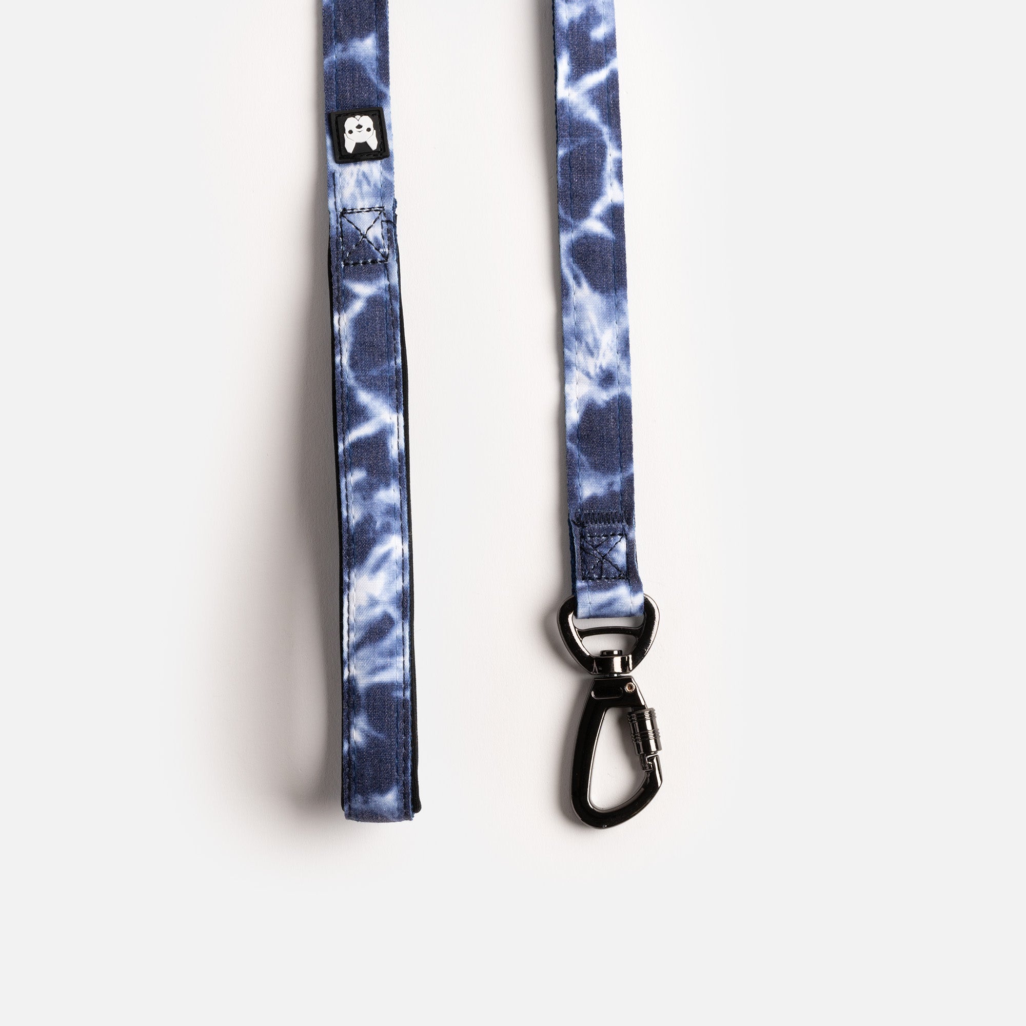 Poplin Dog Leash  Blue Tie-Dye Durable Leash with Padded Handle & Secure Locking Clasp