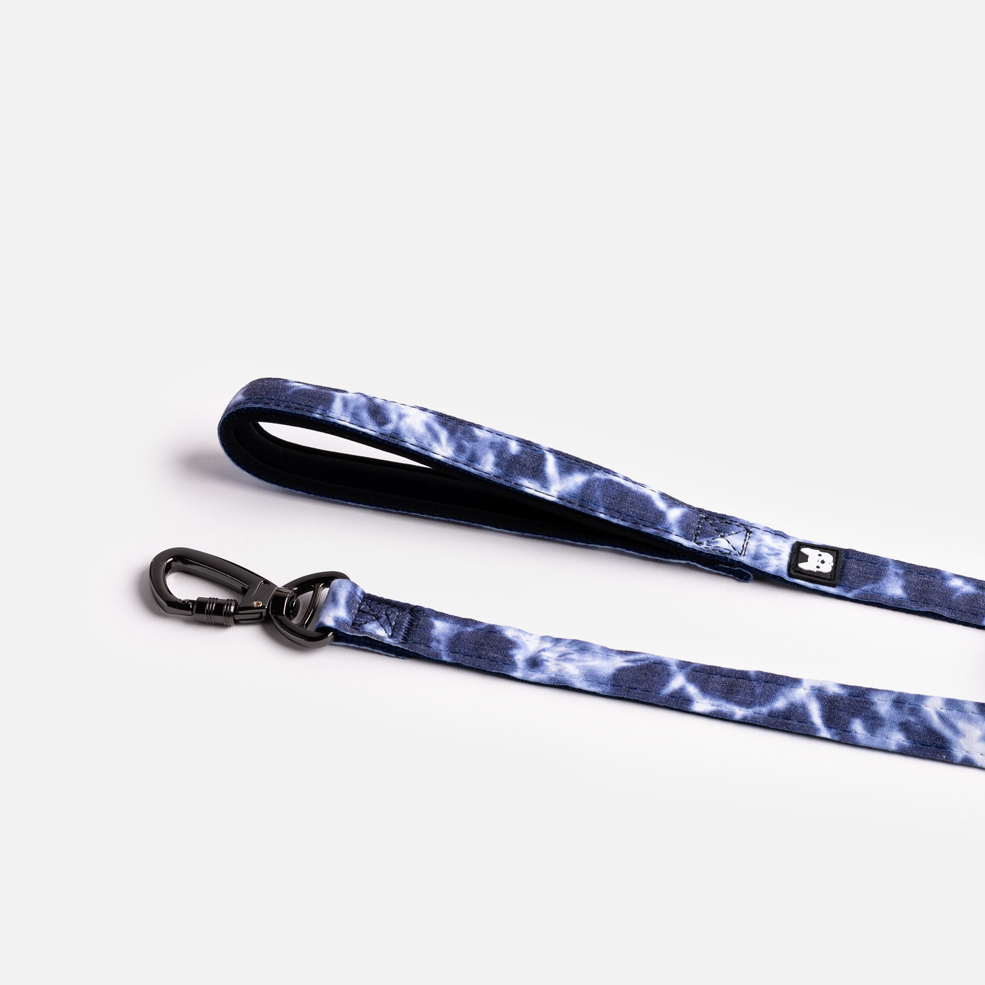 Poplin Dog Leash  Blue Tie-Dye Durable Leash with Padded Handle & Secure Locking Clasp