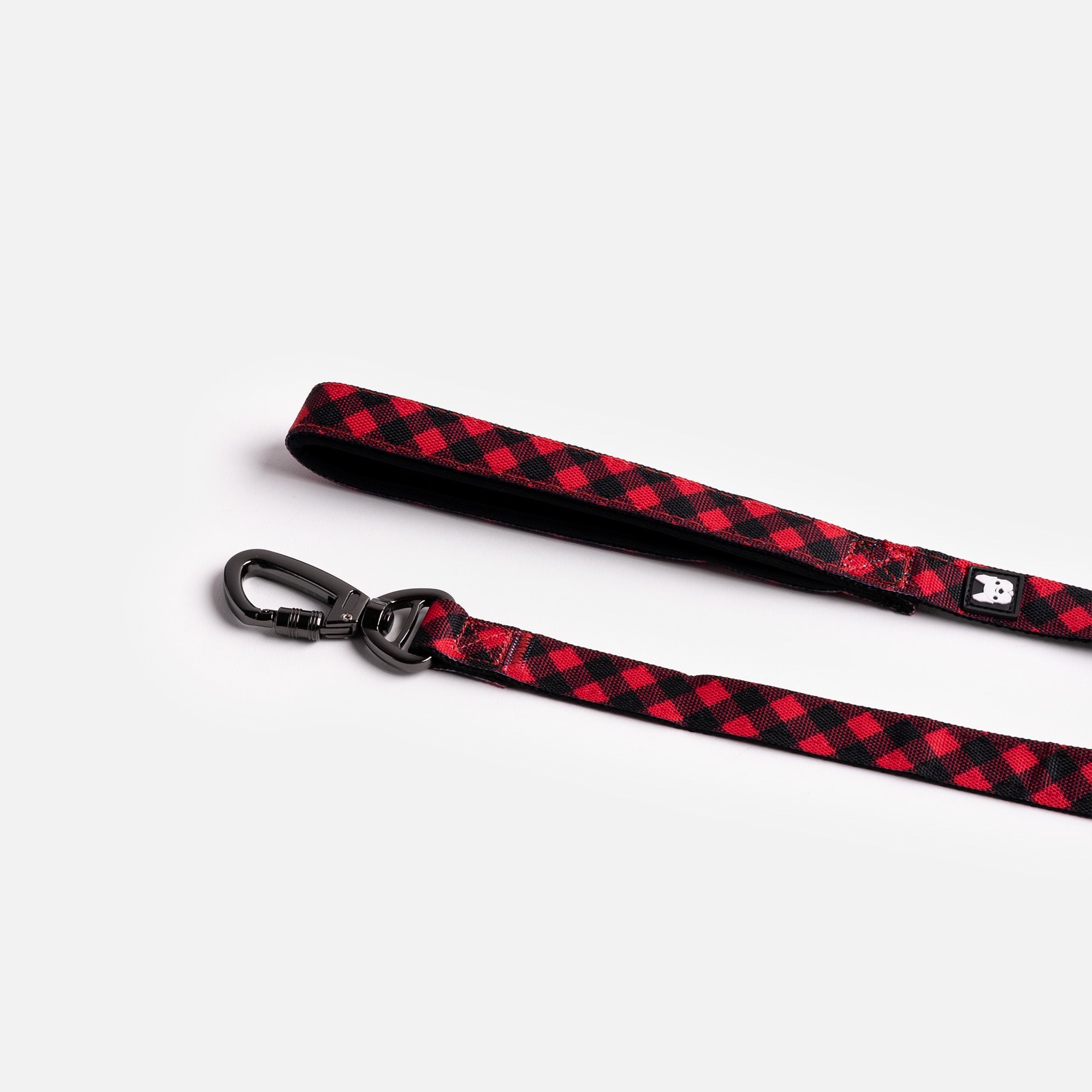 Laisse pour chien en popeline - Plaid rouge