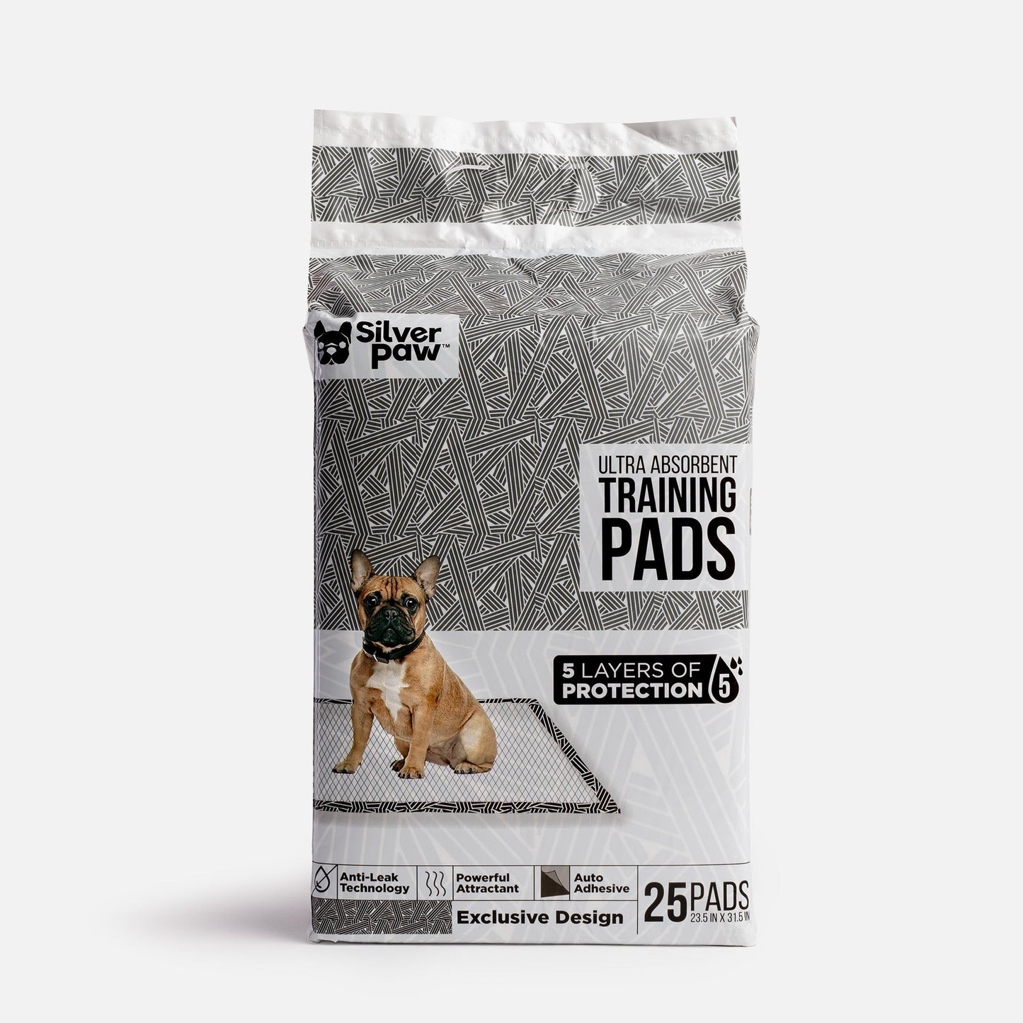 Printed Dog Training Pads - B&W - Silver Paw