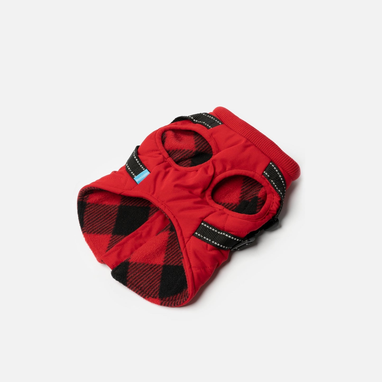 Veste matelassée pour chien avec harnais intégré - Rouge