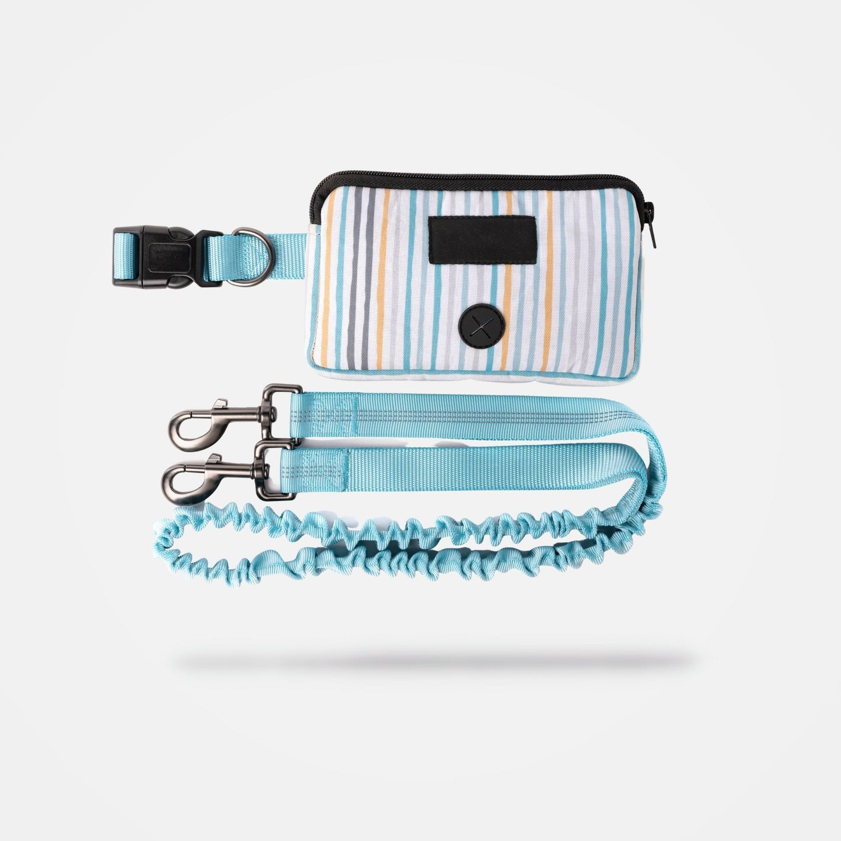 Stripe Blue Hands Free Dog Leash - Silver Paw