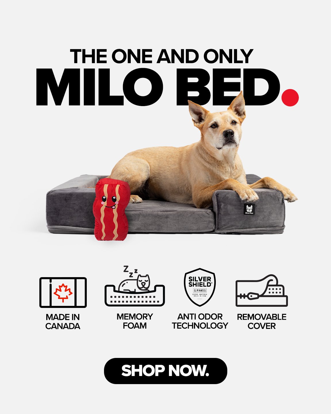 The New Milo Dog Bed - Silver Paw